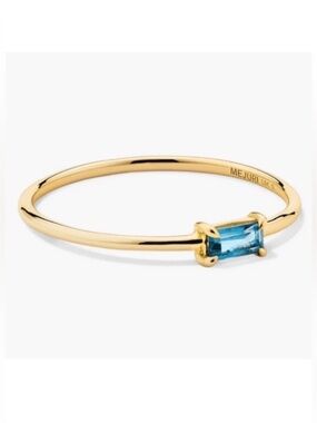 MEJURI 14k solid Gold Baguette Blue Topaz Stacking Ring size 9